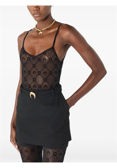 top moonogram mesh flock straps donna black MARINE SERRE | WTO514ACJER0005BK99